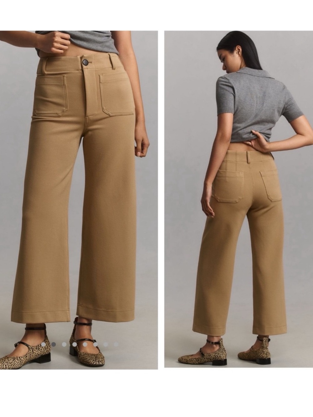 Maeve Anthropologie The Collette high rise wide leg crop pants NEW beige 27